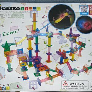 PICASSO TILES Marble Run Magnetic Tiles Kids 200PCS STEM Educational Toy Set
